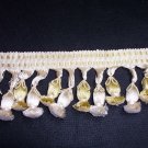 K1417 Bell Tassel Fringe Ivory, Gold- $14.99 per yard