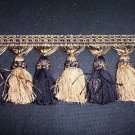 Bell Tassel Fringe, Black, Camel Gold- $15.99 per yard