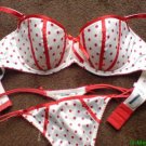 la senza 36c ivory with red satin trim padded bra thong set new but no tags