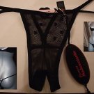 Discover Mademoiselle black Godiva open crotchless large thong new with original tags