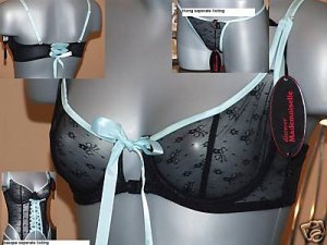 36a discover mademoiselle DM black mint front fasten balcony bra