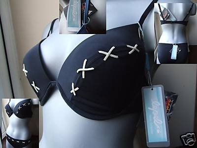 Lepel Kisses padded Black Ivory Bikini swim set 38a/b new with tags