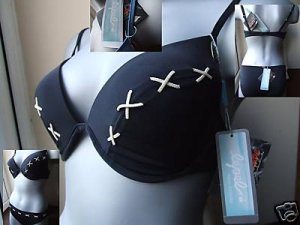 Lepel Kisses padded Black Ivory Bikini swim set 38a/b new with tags