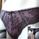 young attitude lace thong black & lilac size medium new with original tags