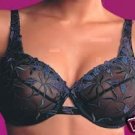 36b charnos Bioform black floral Embroidered Bra