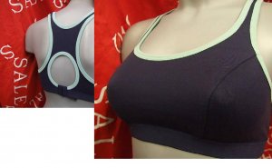 34d navy ex brand medium impact sports bra crop top shock absorber style