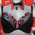 32gg black floral embroidery fulfilled freya style underwired bra new with tags