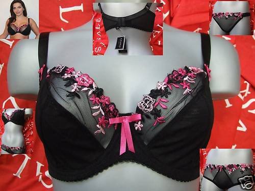 32h black floral embroidery fulfilled freya style underwired bra new with tags