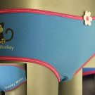 ex la senza blue cheeky monkey cotton boyshorts size large(14)