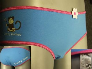 ex la senza blue cheeky monkey cotton boyshorts size large(14)
