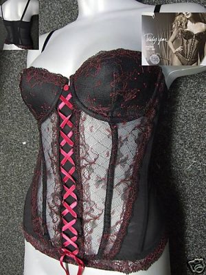 36c marks & spencer truly you padded black & red basque with original sales display tags
