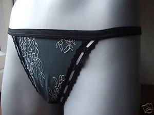 body one black mint embroidered large thong BN