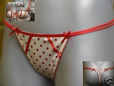 size 10 ex la senza satin ivory red hipster thong bnwot