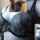 32b body one black mint embroidered padded push up bra