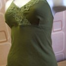 ex kew cotton & lace dark green shaped vest 8/10 XS BN