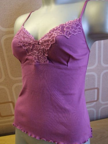ex kew cotton & lace hyacinth shaped vest 14/16 LG BN