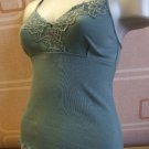 ex kew cotton & lace teal shaped vest 12/14 M BN