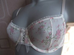 36dd cream pink floral non padded balcony bra ex stores