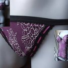 body one black purple embroidered large thong BN