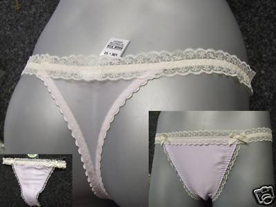 size 10 ex m&s lilac satin & lace thong BNWT
