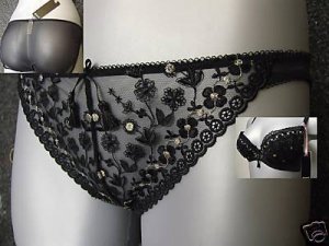Gossard black & gold tanga brief xs 8/10 BNWT