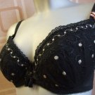 36ff Gossard black gold lace padded Plunge Bra BNWT