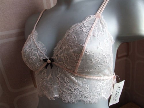 34b charnos sexy pink lace bo peep bustier top BNWT
