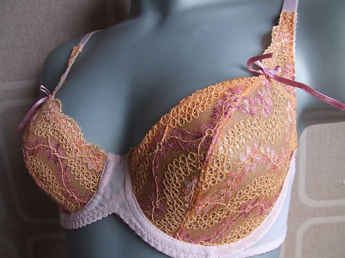 34b ballet pink with orange lace underwired bra BNWOT