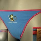 ex la senza blue cheeky monkey cotton thong size 12
