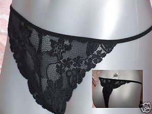 ballet black lace embroidery thong size 14 to 16  bnwot
