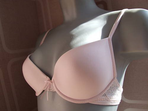 32c m&s pink smooth padded t shirt bra thong set BNWOT