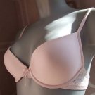 32c m&s pink smooth padded t shirt bra thong set BNWOT