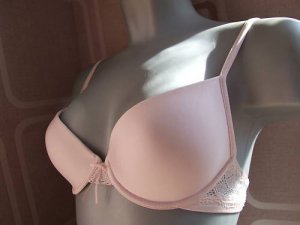 32c m&s pink smooth padded t shirt bra thong set BNWOT