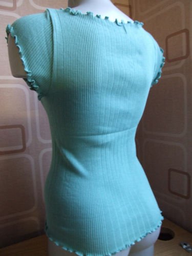 large 14/16 jigsaw green ribbed capped sleeve shirt BN