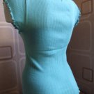 large 14/16 jigsaw green ribbed capped sleeve shirt BN