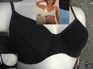 38b black pretty polly cotton underwired soft bra bnwt