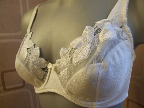 32d ex catalogue white embroidery underwire bra BN