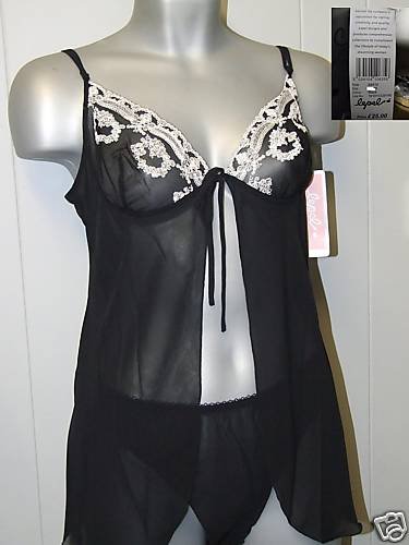 lepel chemise thong set black silver size 18 BNWT
