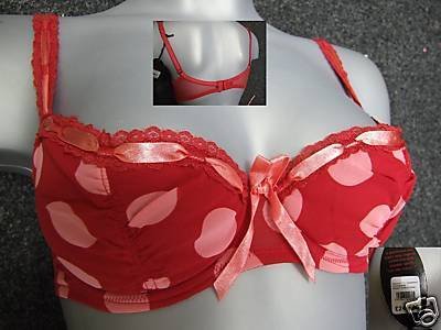 38b discover mademoiselle scarlet coral push up bra BNW