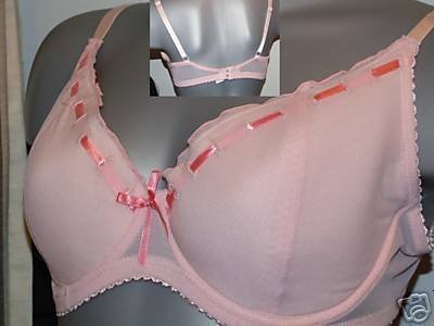 38f pink padded underwired bra ribbon design BN