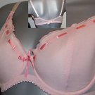 42dd pink padded underwired bra ribbon design BN