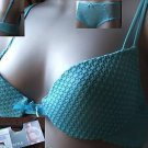 34b ex m&s turquoise padded body style push up bra bnwt