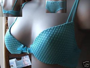 34b ex m&s turquoise padded body style push up bra bnwt