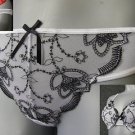 xsmall littlewoods white & black embroidery thong BNWT