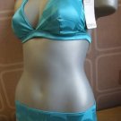 charnos size 12 satin effect turquoise aqua bikini set