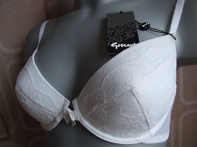 36f Gossard Superboost white Lace padded Plunge Bra BN