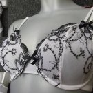 36dd littlewoods white & black embroidery wired bra BNW