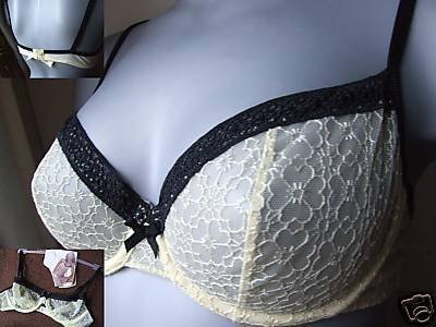 36a m&s lemon & black underwired embroidery bra BNWT