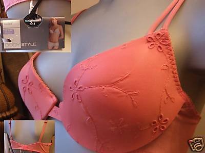 36a ex m&s coral padded body style push up bra bnwt