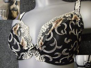 34dd ex m&s truly you black gold embroidery bra BNWT